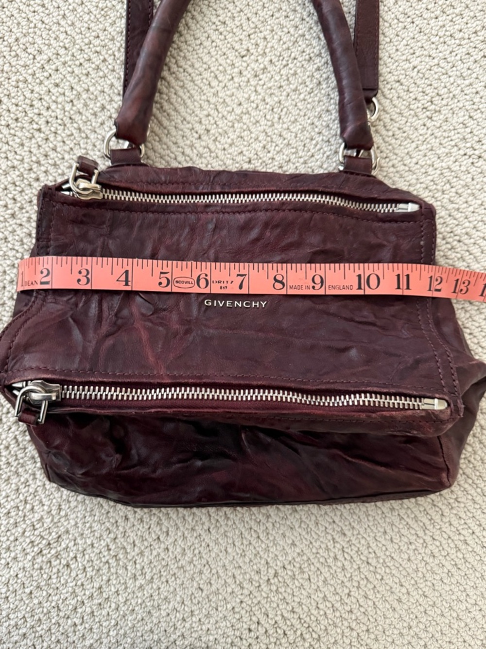 Givenchy Deep Burgundy Leather Shoulder Bag with Silver Hardware - Picture 6 of 11